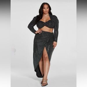 Eloquii Leandra Front Slit Maxi Skirt Set